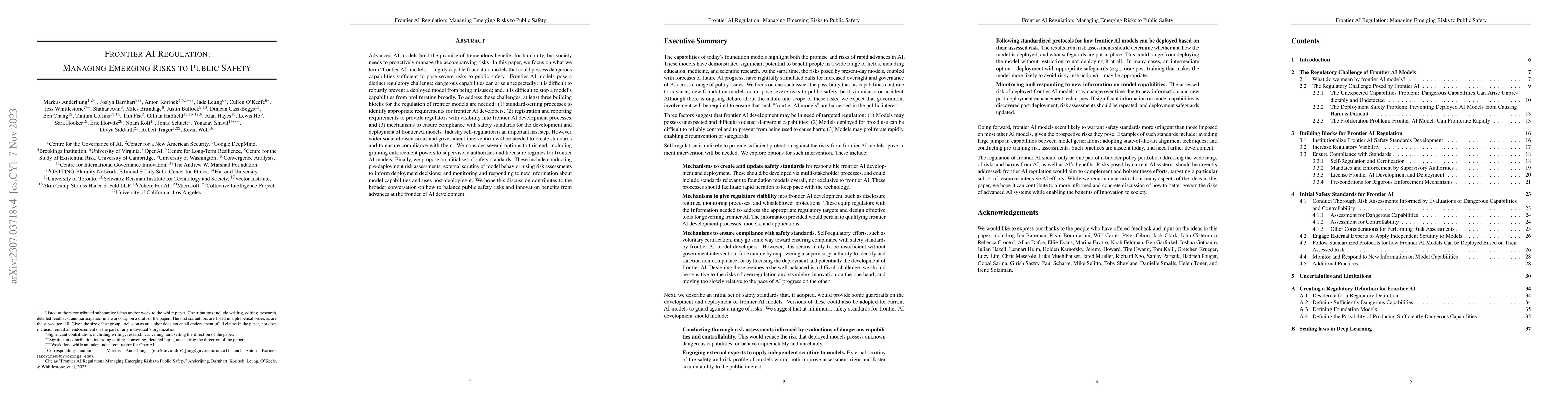 Thumbnail for Frontier AI Regulation: Managing Emerging Risks to Public Safety