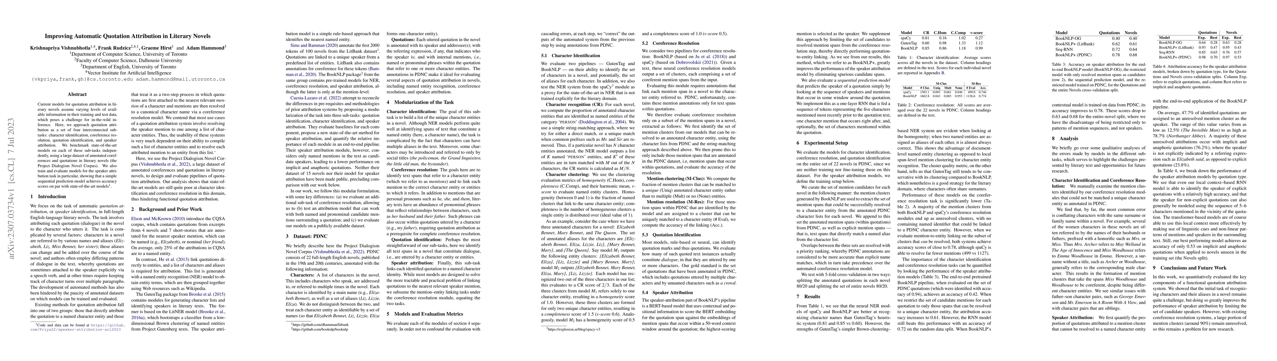 Thumbnail for Improving Automatic Quotation Attribution in Literary Novels