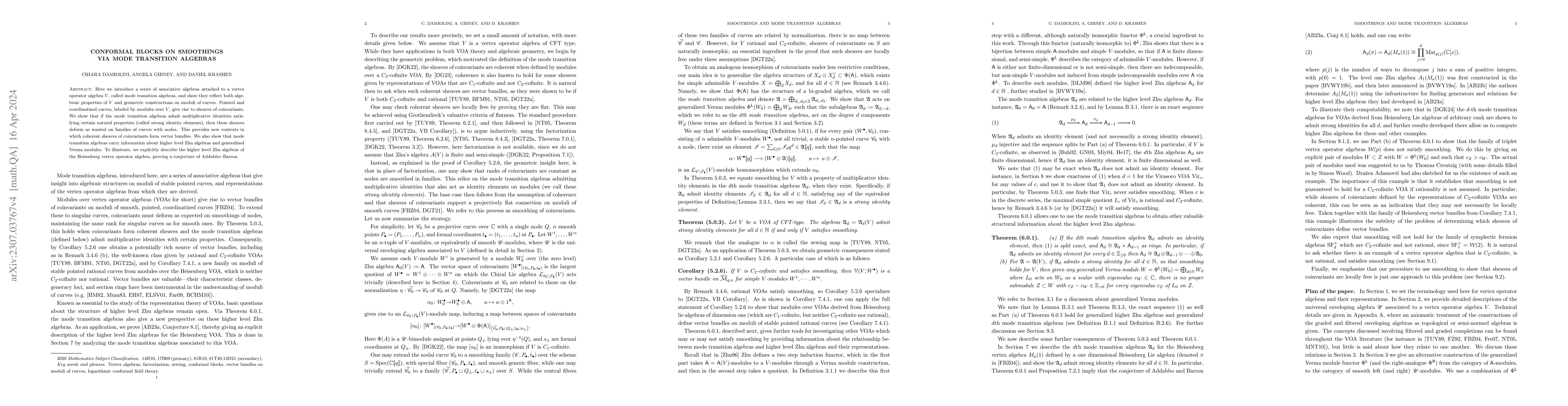 Thumbnail for Conformal blocks on smoothings via mode transition algebras
