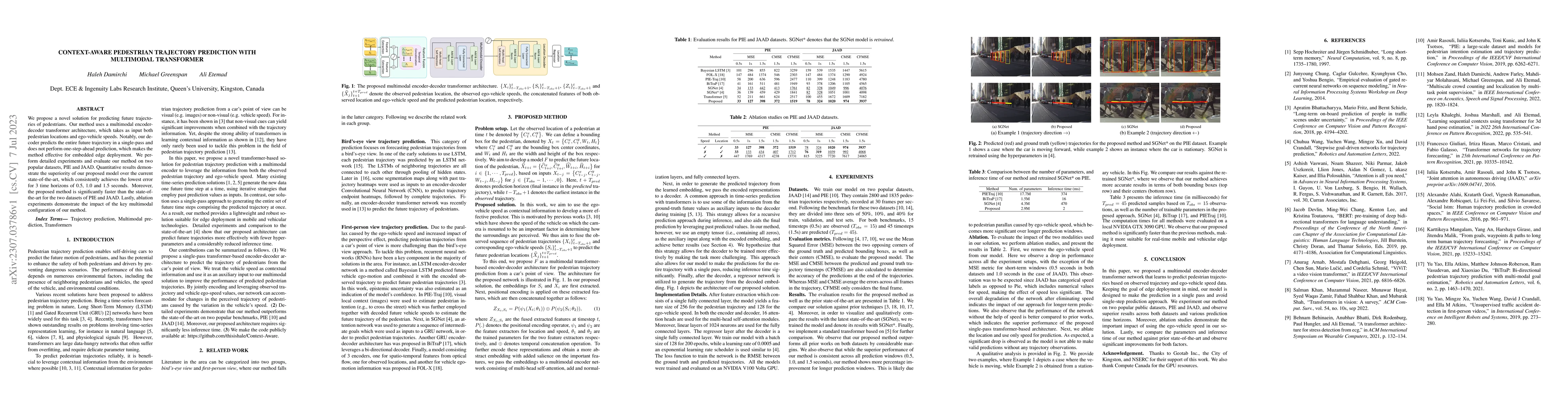 Thumbnail for Context-aware Pedestrian Trajectory Prediction with Multimodal
  Transformer