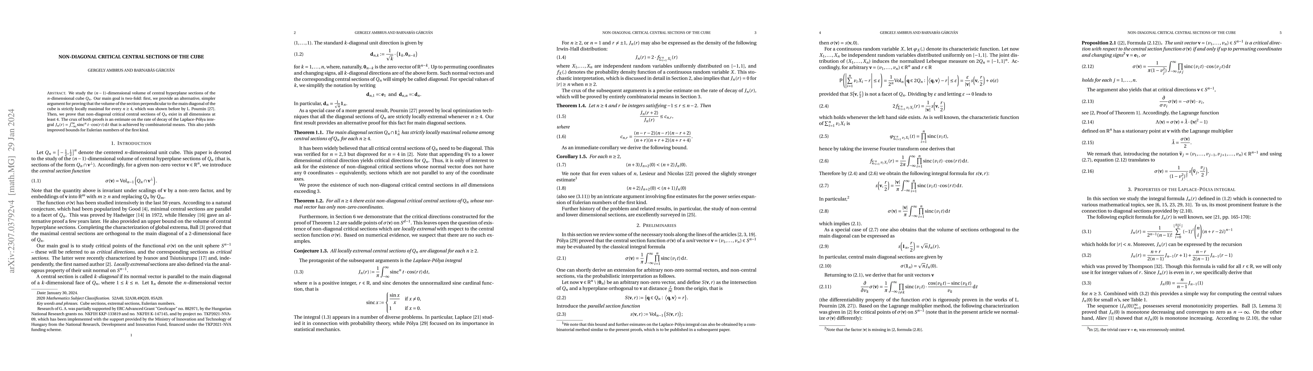 Thumbnail for Non-diagonal critical central sections of the cube