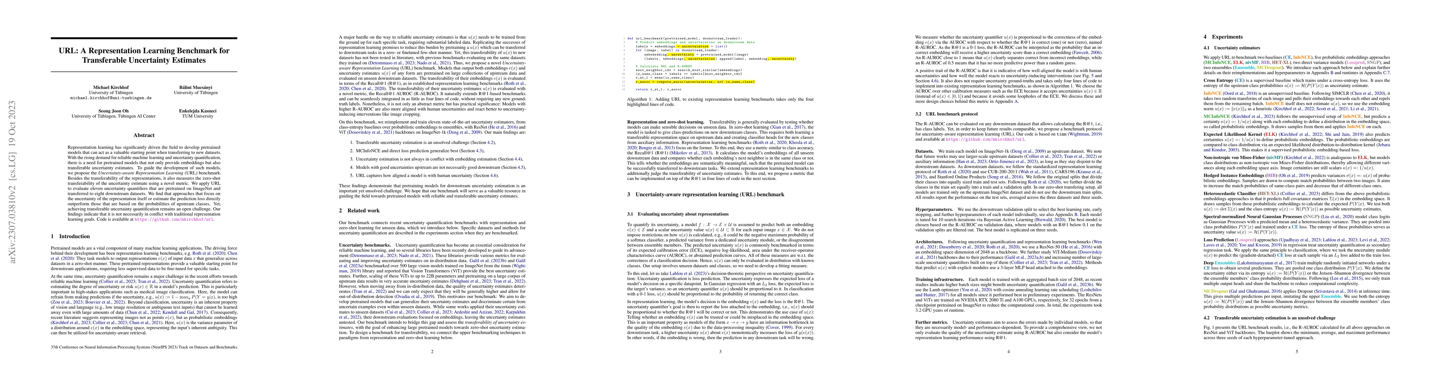 Thumbnail for URL: A Representation Learning Benchmark for Transferable Uncertainty
  Estimates