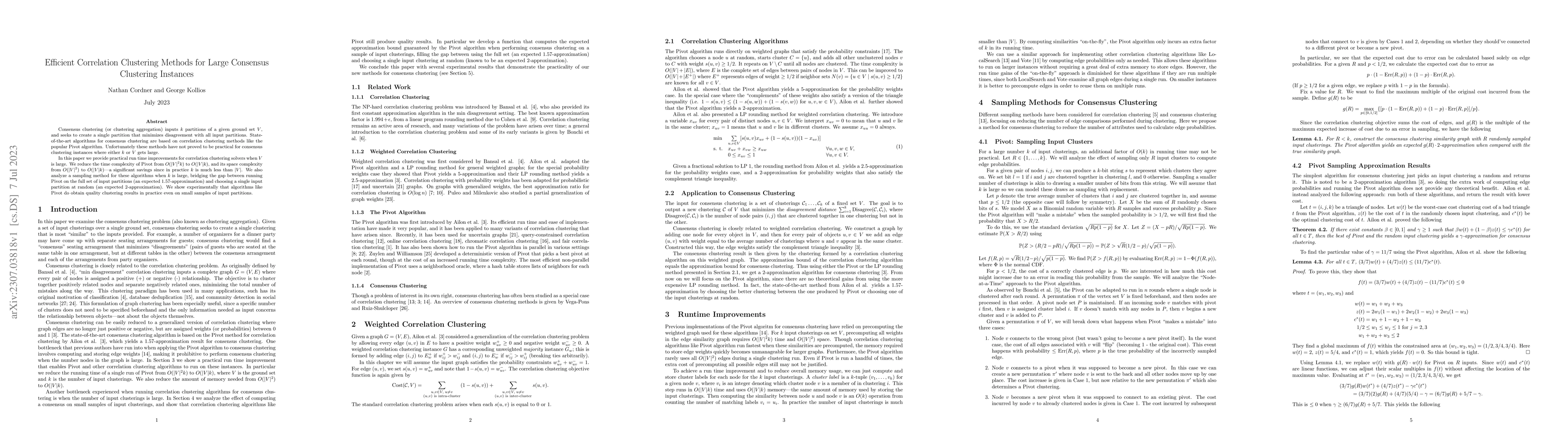 Thumbnail for Efficient Correlation Clustering Methods for Large Consensus Clustering
  Instances