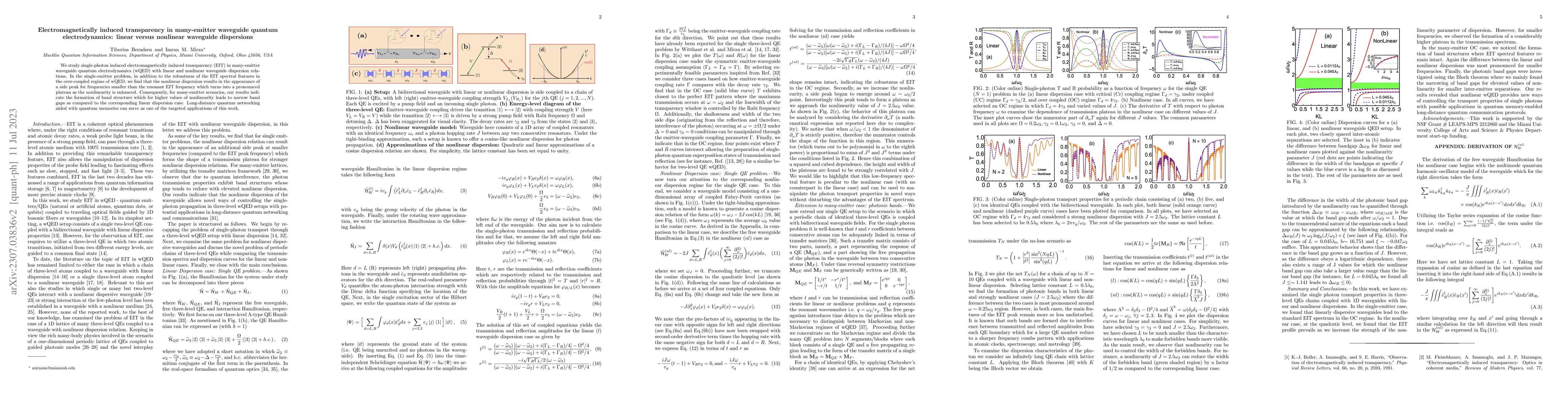 Thumbnail for Electromagnetically induced transparency in many-emitter waveguide
  quantum electrodynamics: linear versus nonlinear waveguide dispersions