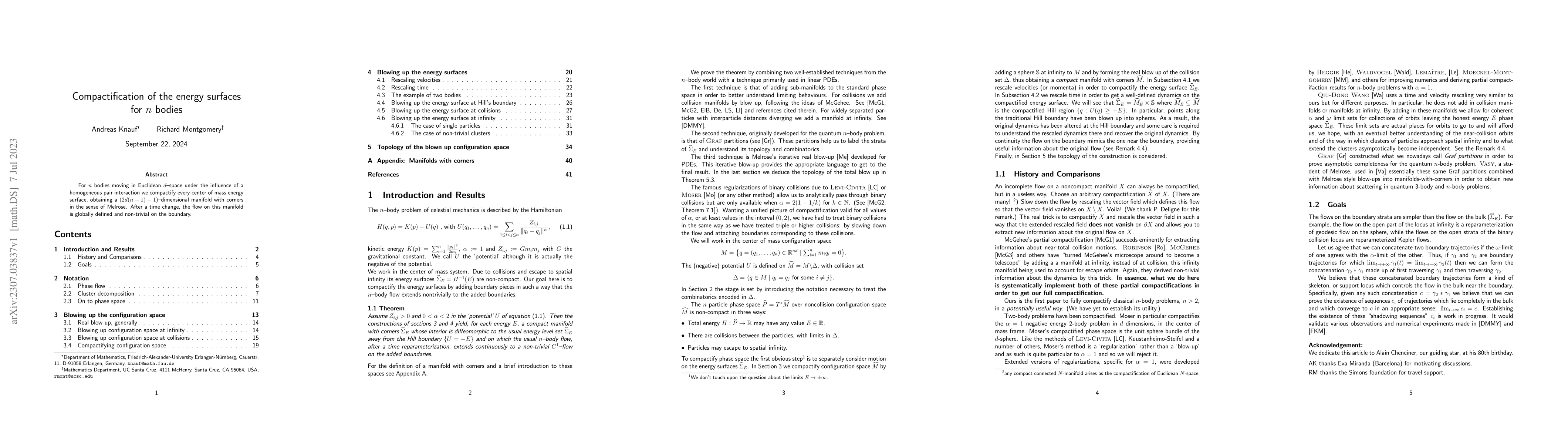 Thumbnail for Compactification of the energy surfaces for n bodies