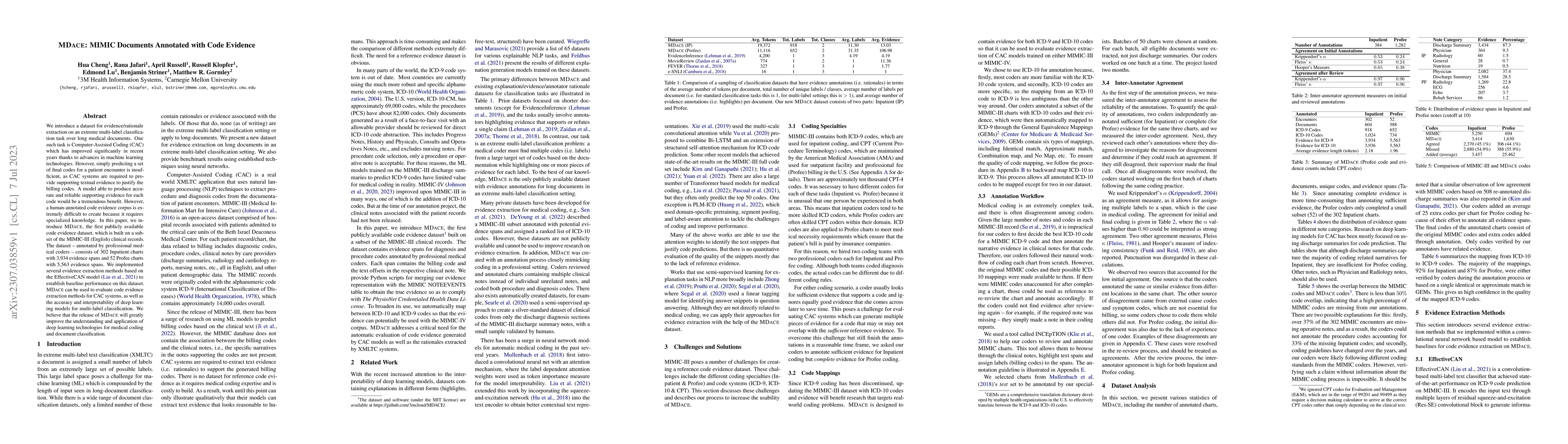 Thumbnail for MDACE: MIMIC Documents Annotated with Code Evidence