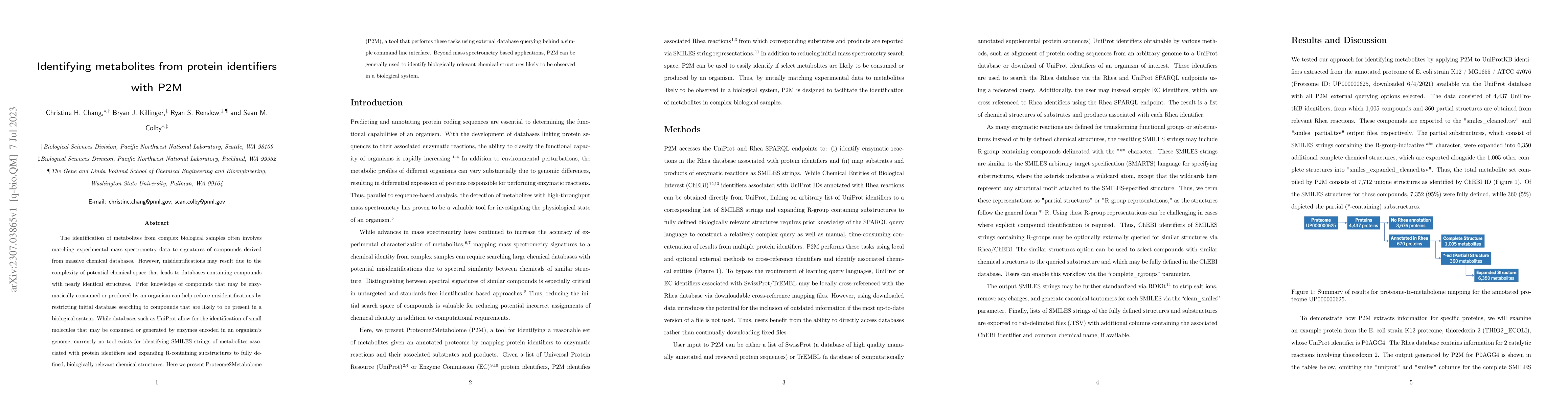 Thumbnail for Identifying metabolites from protein identifiers with P2M