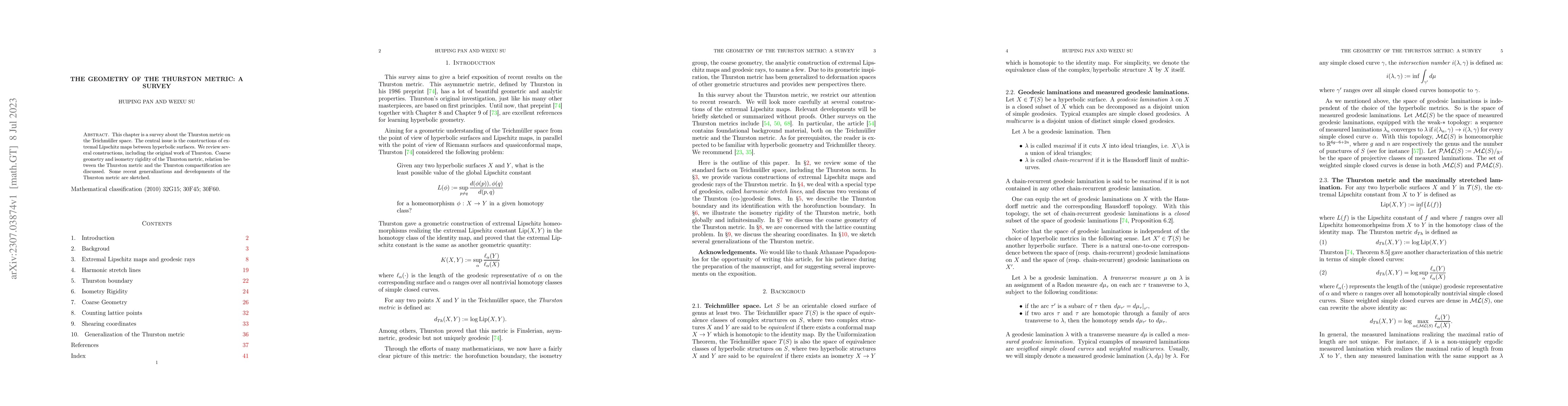 Thumbnail for The geometry of the Thurston metric: a survey