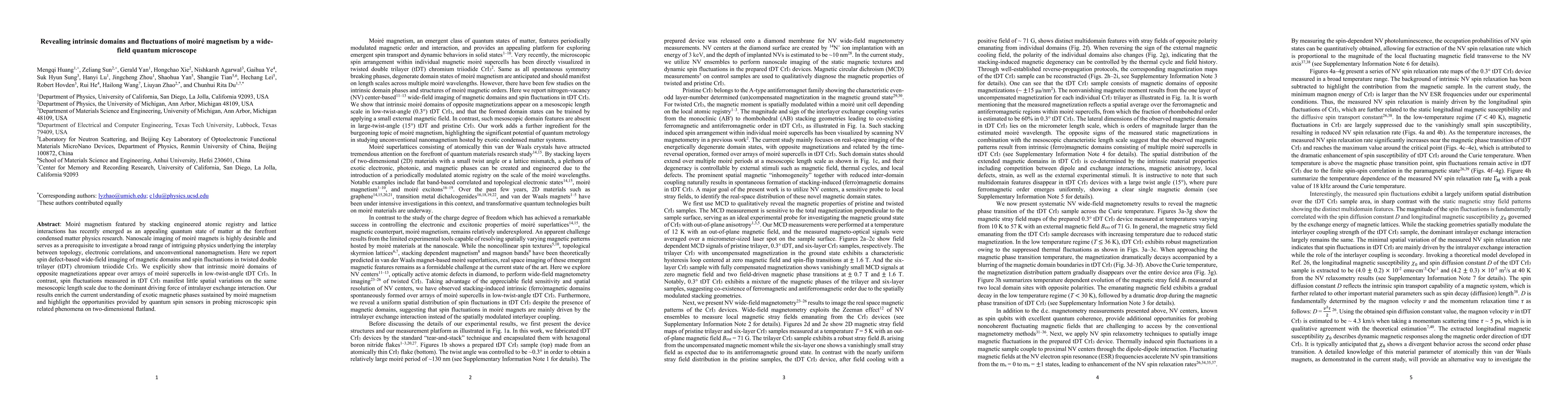 Thumbnail for Revealing intrinsic domains and fluctuations of moir\'e magnetism by a
  wide-field quantum microscope