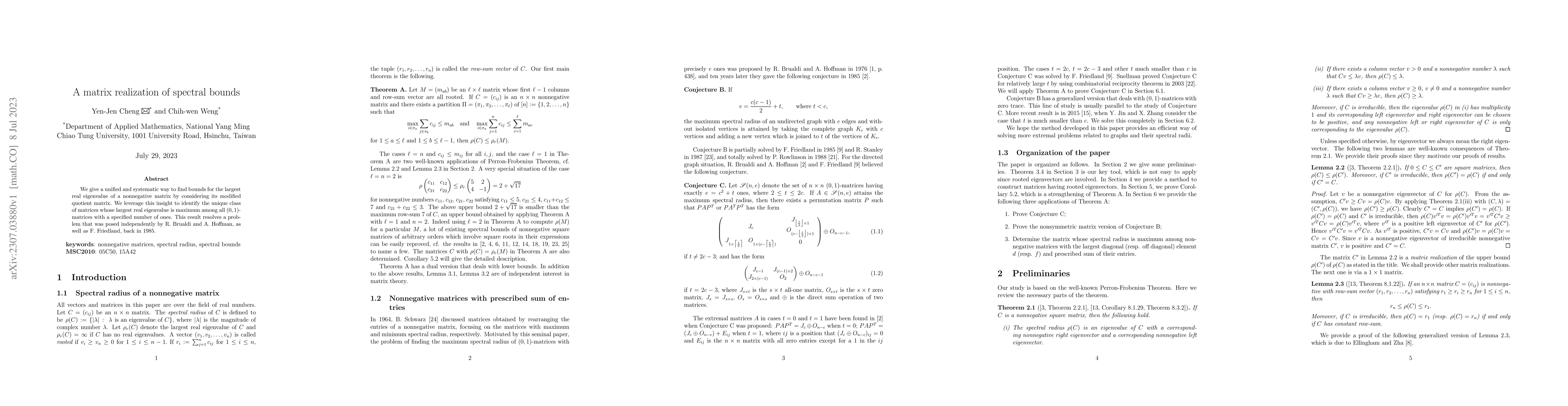 Thumbnail for A matrix realization of spectral bounds