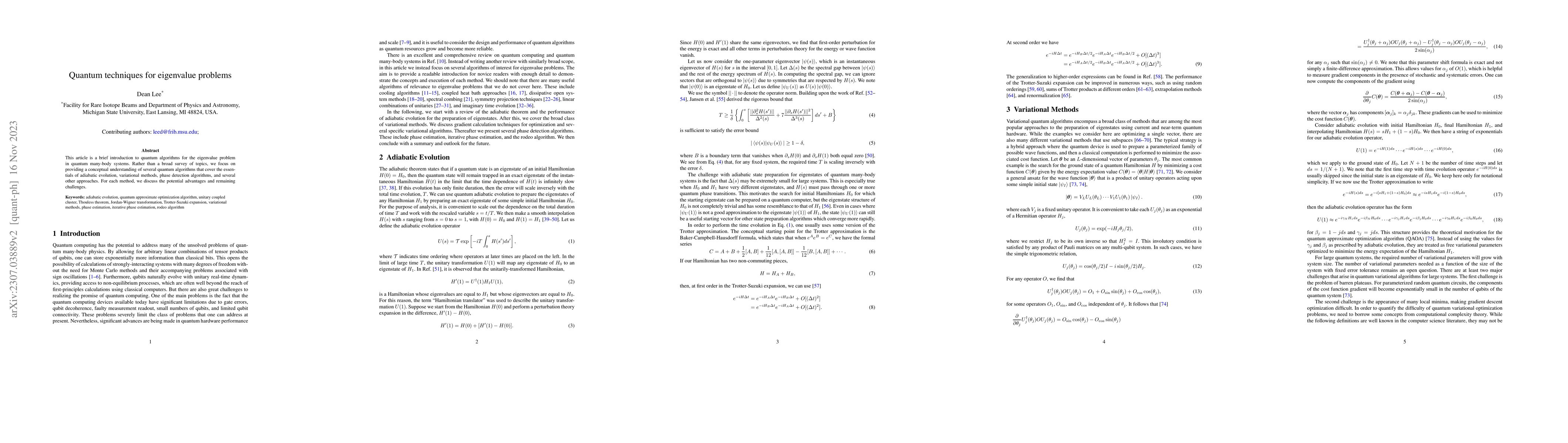 Thumbnail for Quantum techniques for eigenvalue problems