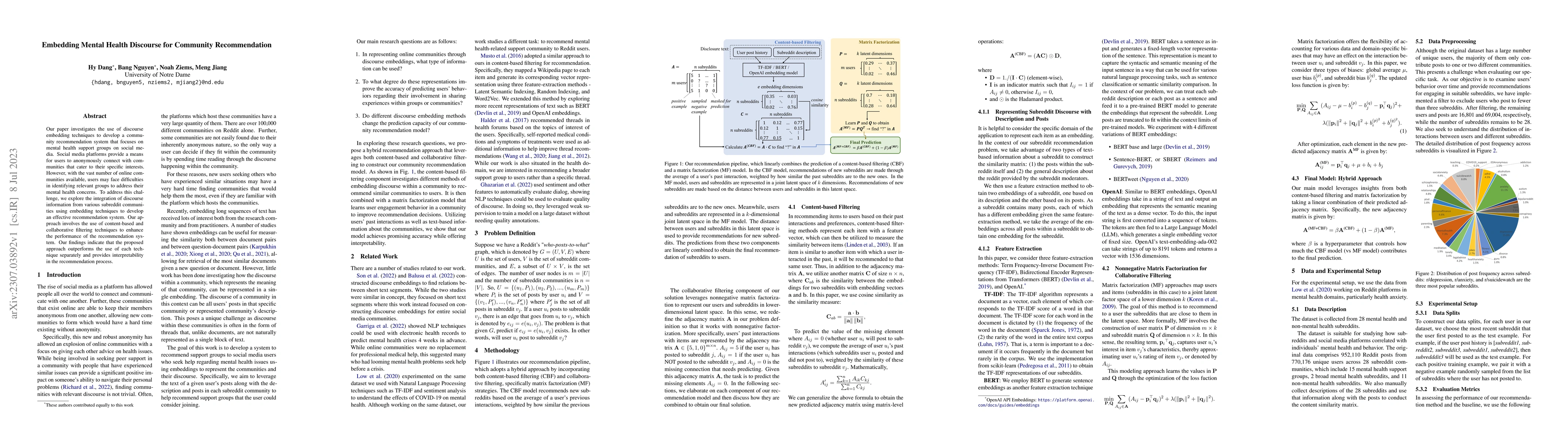 Thumbnail for Embedding Mental Health Discourse for Community Recommendation