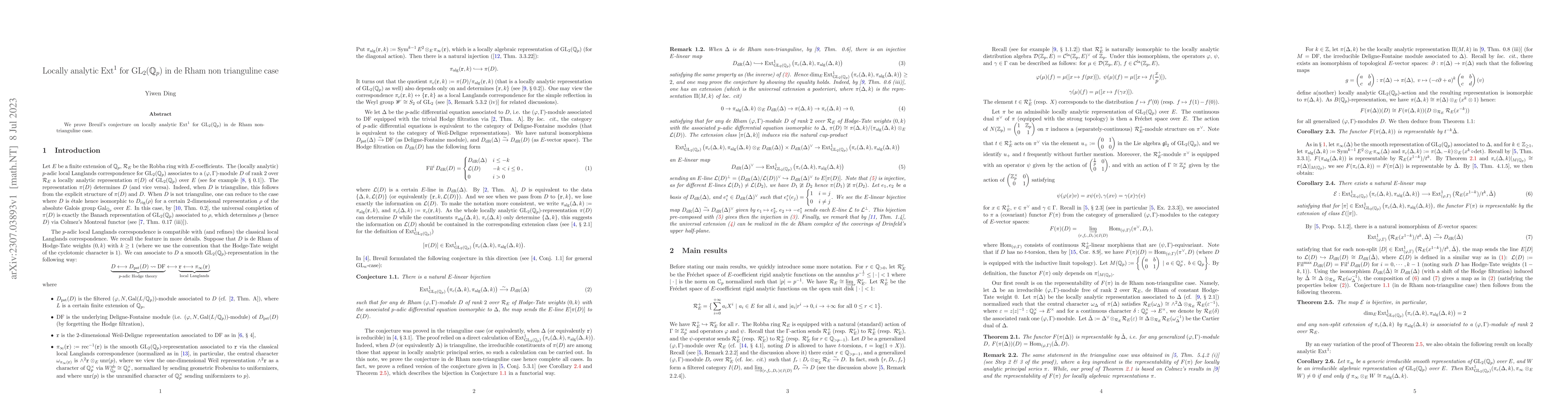 Thumbnail for Locally analytic $\rm{Ext}^1$ for $\rm{GL}_2(\mathbb{Q}_p)$ in de Rham
  non trianguline case