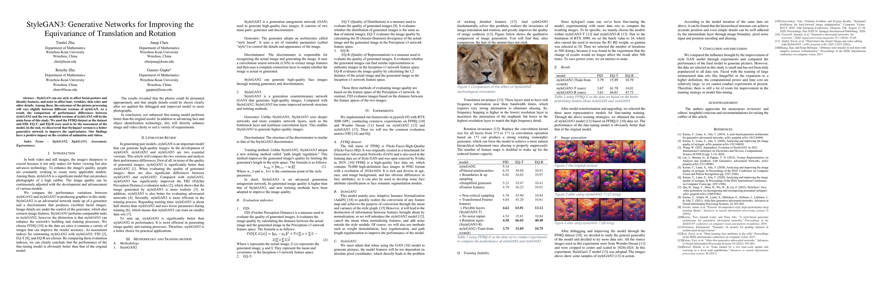 Thumbnail for StyleGAN3: Generative Networks for Improving the Equivariance of
  Translation and Rotation