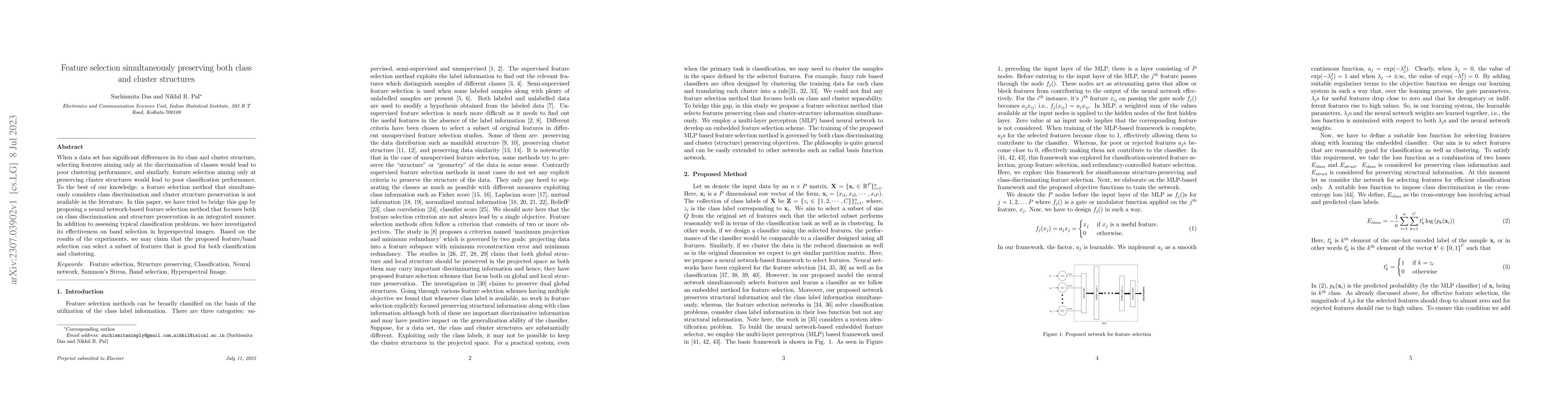 Thumbnail for Feature selection simultaneously preserving both class and cluster
  structures