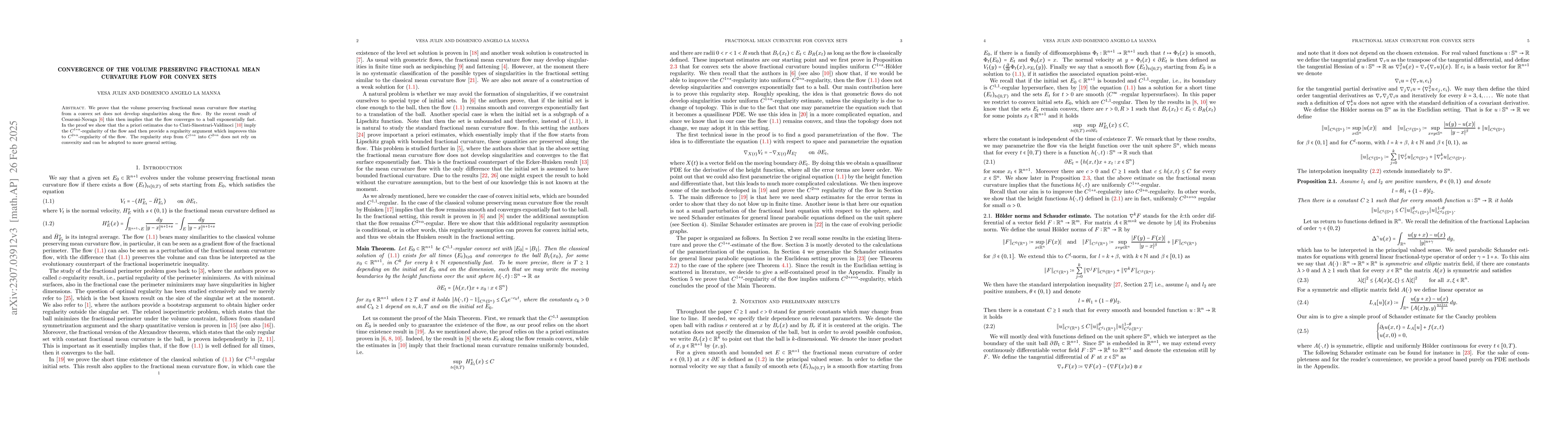 Thumbnail for Convergence of the volume preserving fractional mean curvature flow for
  convex sets