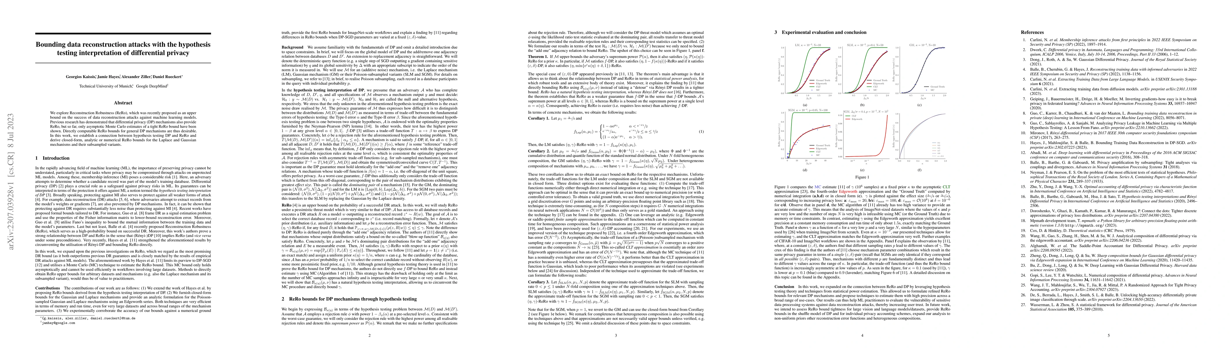 Thumbnail for Bounding data reconstruction attacks with the hypothesis testing
  interpretation of differential privacy