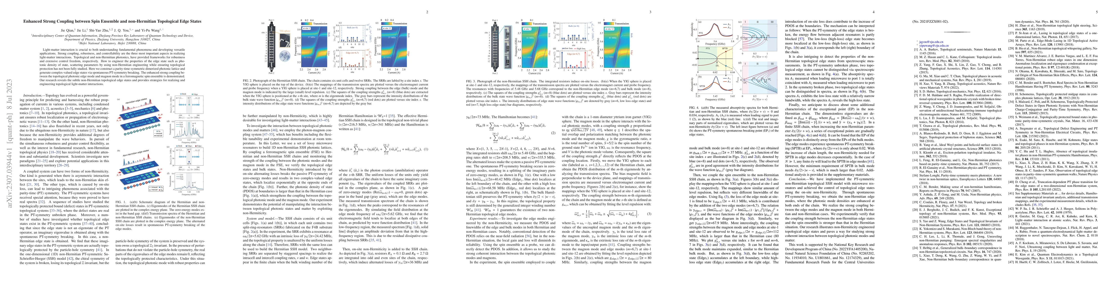 Thumbnail for Enhanced Strong Coupling between Spin Ensemble and non-Hermitian
  Topological Edge States
