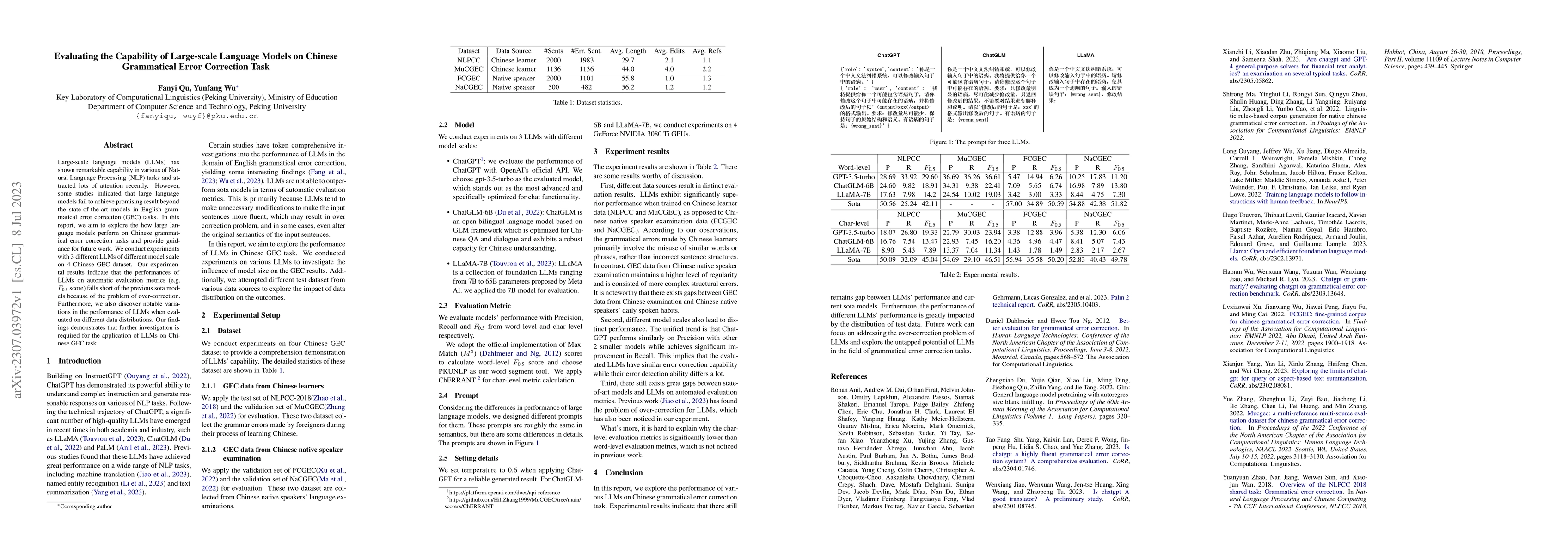 Thumbnail for Evaluating the Capability of Large-scale Language Models on Chinese
  Grammatical Error Correction Task