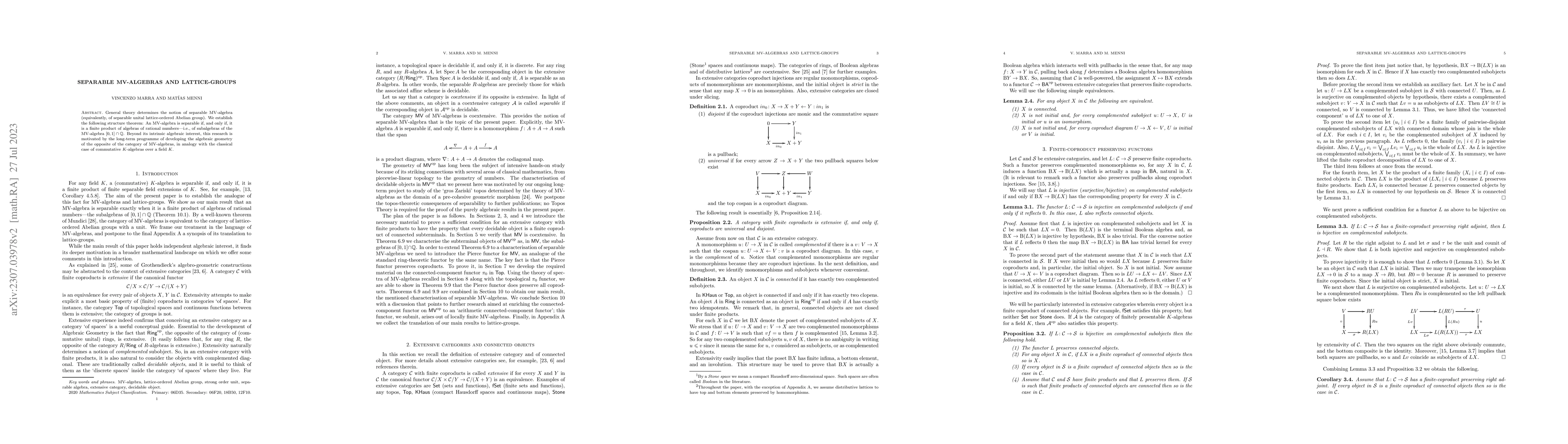 Thumbnail for Separable MV-algebras and lattice-groups