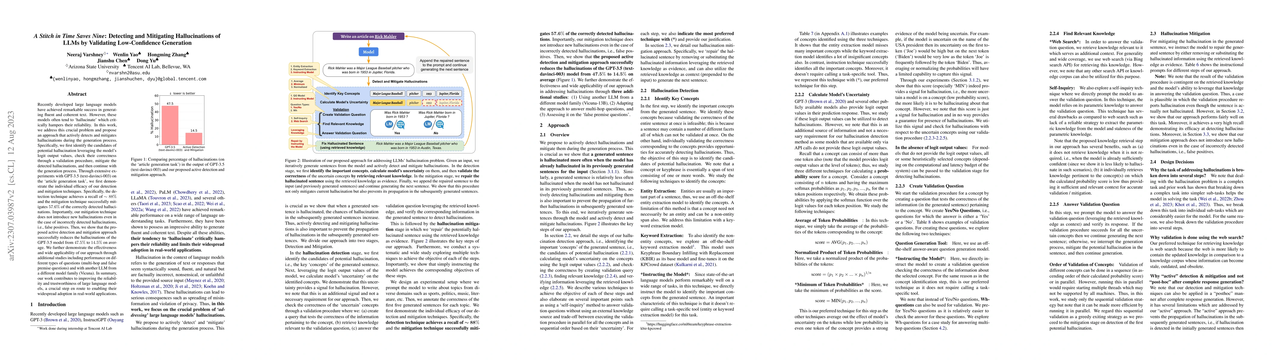 Thumbnail for A Stitch in Time Saves Nine: Detecting and Mitigating Hallucinations of
  LLMs by Validating Low-Confidence Generation