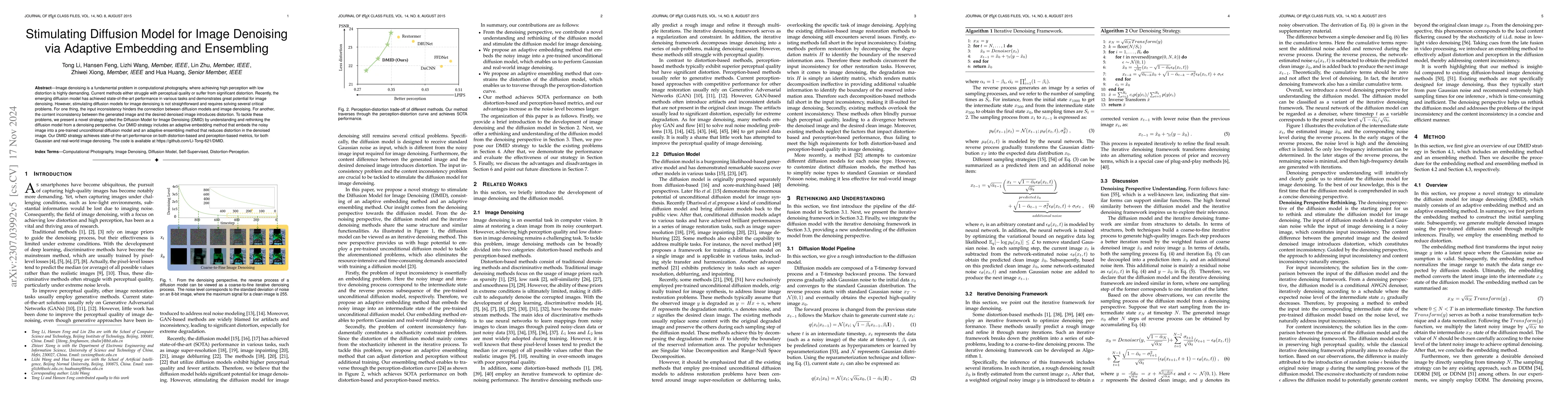 Thumbnail for Stimulating the Diffusion Model for Image Denoising via Adaptive
  Embedding and Ensembling