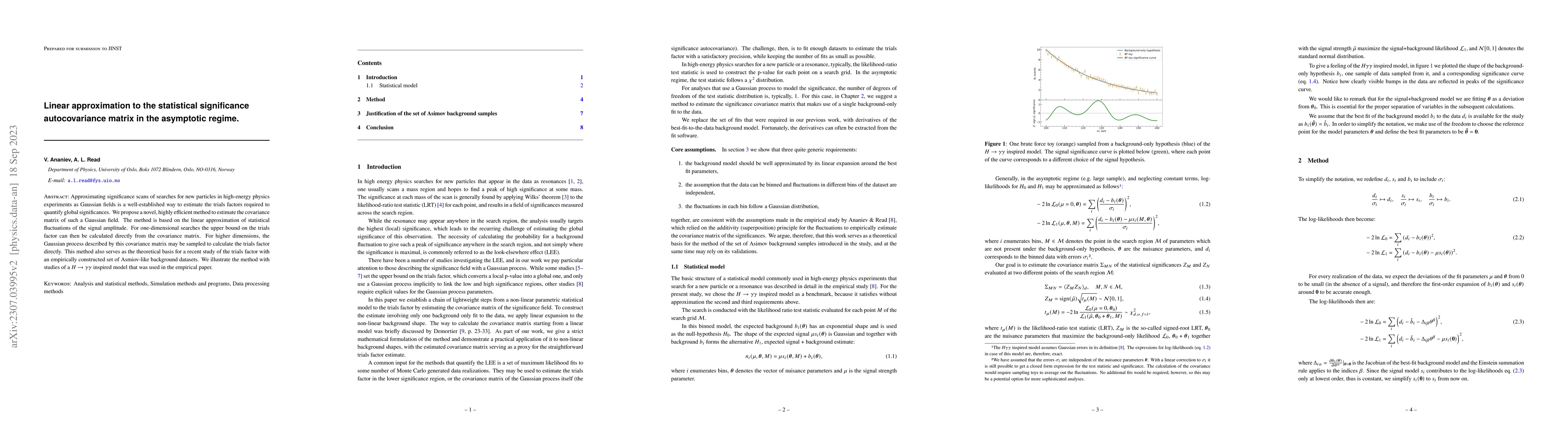 Thumbnail for Linear approximation to the statistical significance autocovariance
  matrix in the asymptotic regime