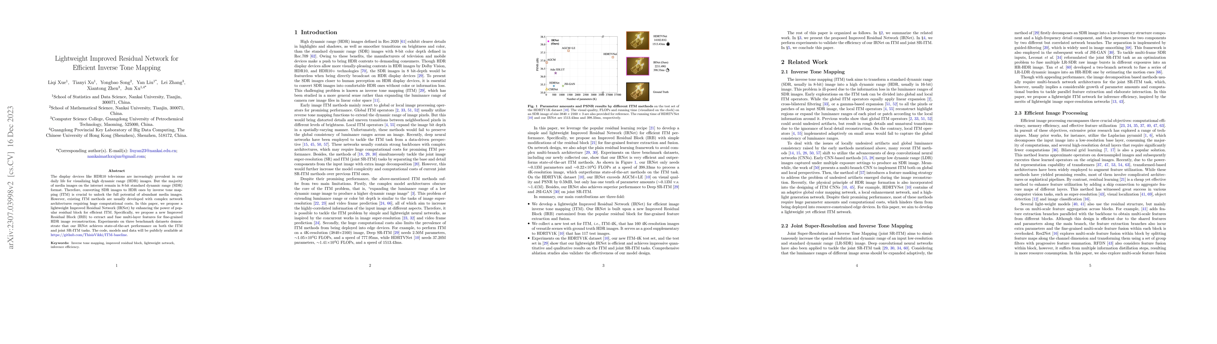 Thumbnail for Lightweight Improved Residual Network for Efficient Inverse Tone Mapping