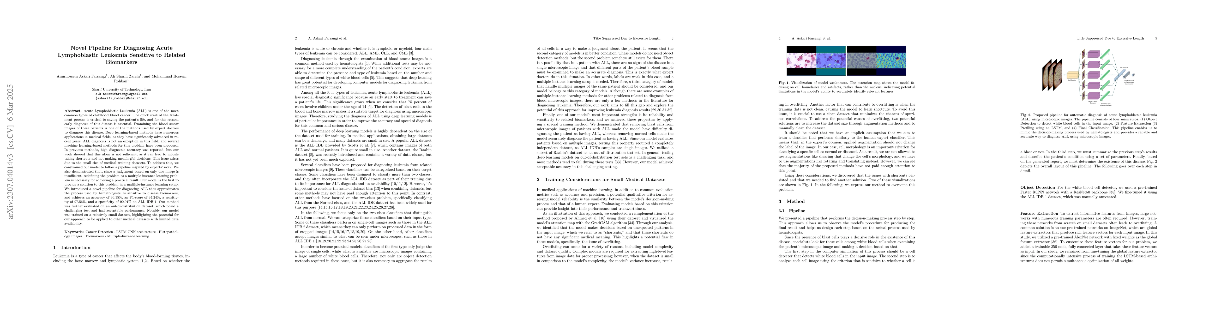 Thumbnail for Novel Pipeline for Diagnosing Acute Lymphoblastic Leukemia Sensitive to
  Related Biomarkers