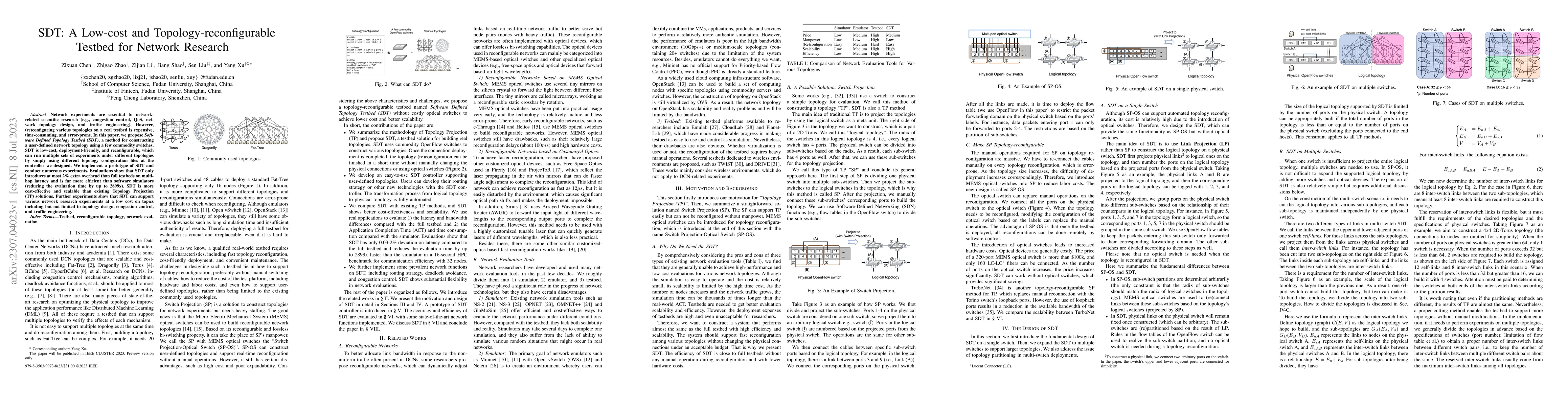 Thumbnail for SDT: A Low-cost and Topology-reconfigurable Testbed for Network Research