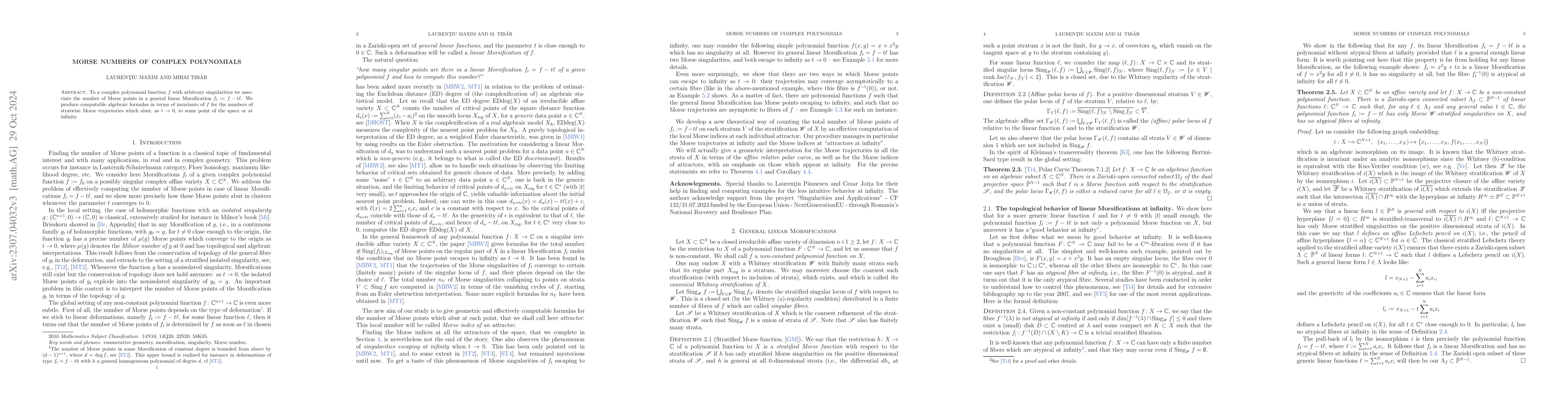 Thumbnail for Morse numbers of complex polynomials