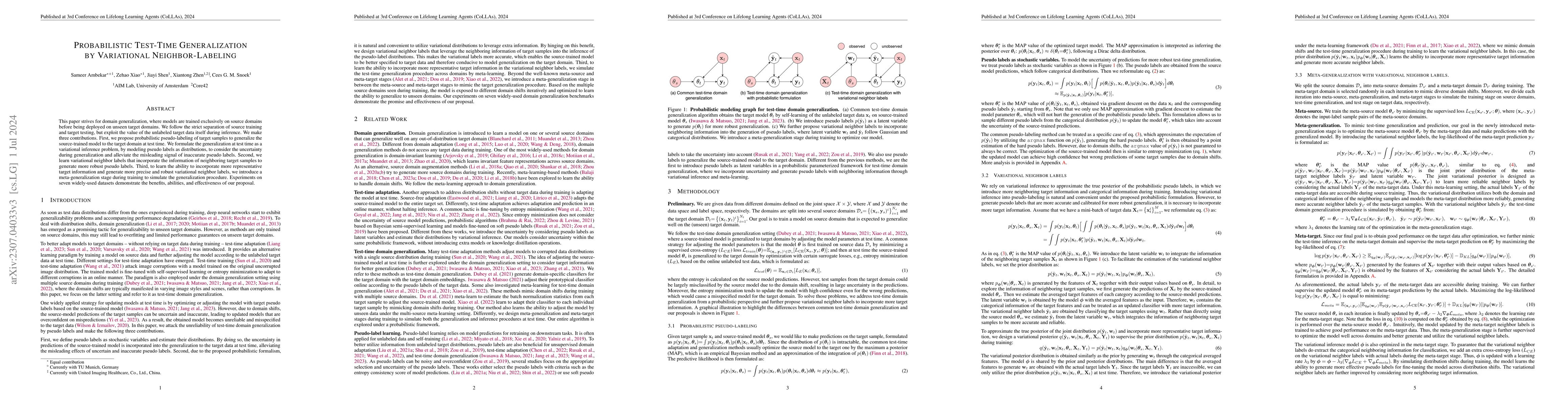 Thumbnail for Probabilistic Test-Time Generalization by Variational Neighbor-Labeling