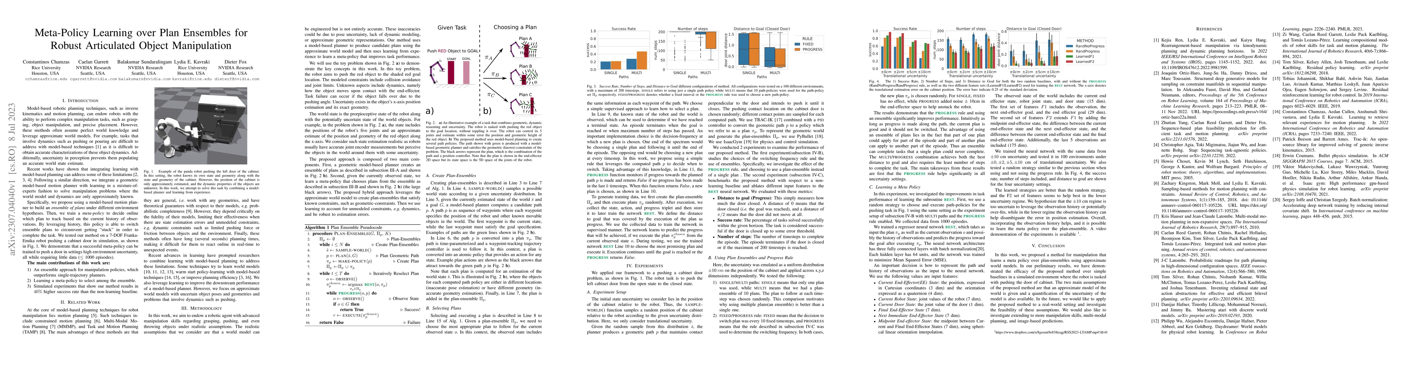Thumbnail for Meta-Policy Learning over Plan Ensembles for Robust Articulated Object
  Manipulation