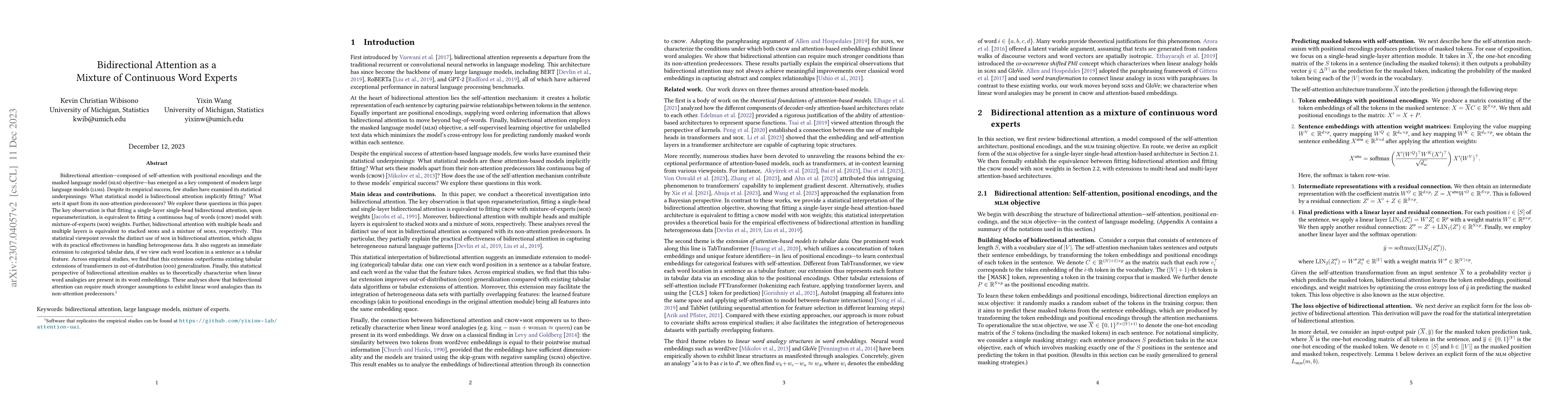 Thumbnail for Bidirectional Attention as a Mixture of Continuous Word Experts