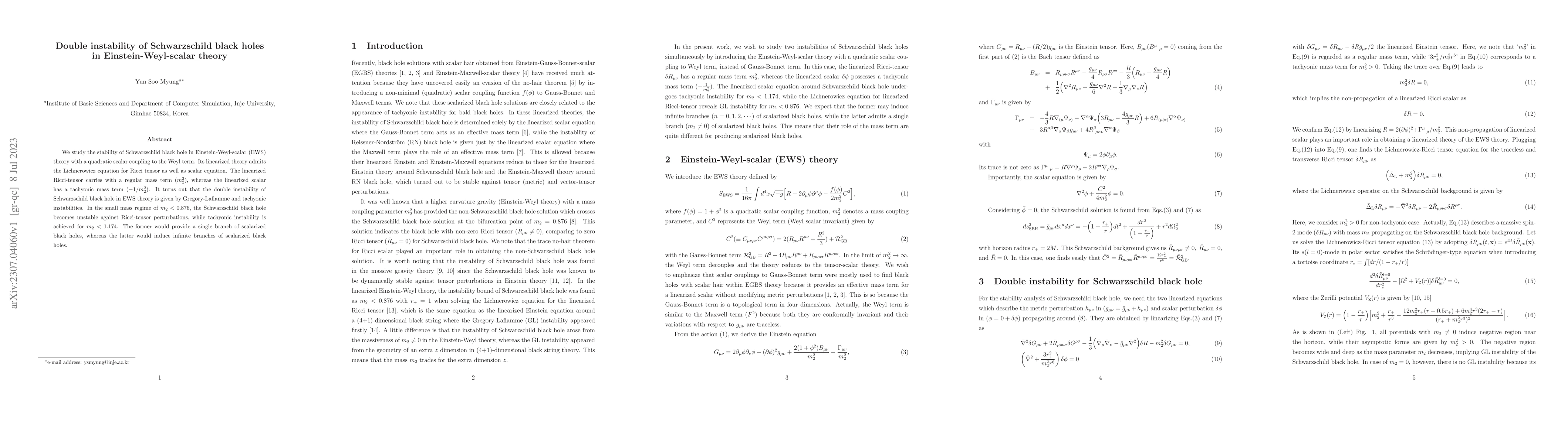 Thumbnail for Double instability of Schwarzschild black holes in Einstein-Weyl-scalar
  theory