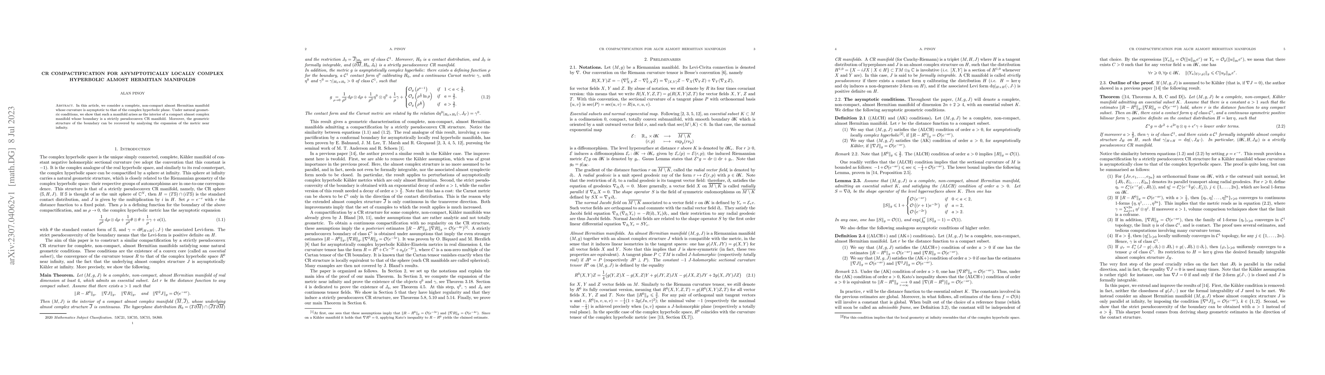 Thumbnail for CR compactification for asymptotically locally complex hyperbolic almost
  Hermitian manifolds