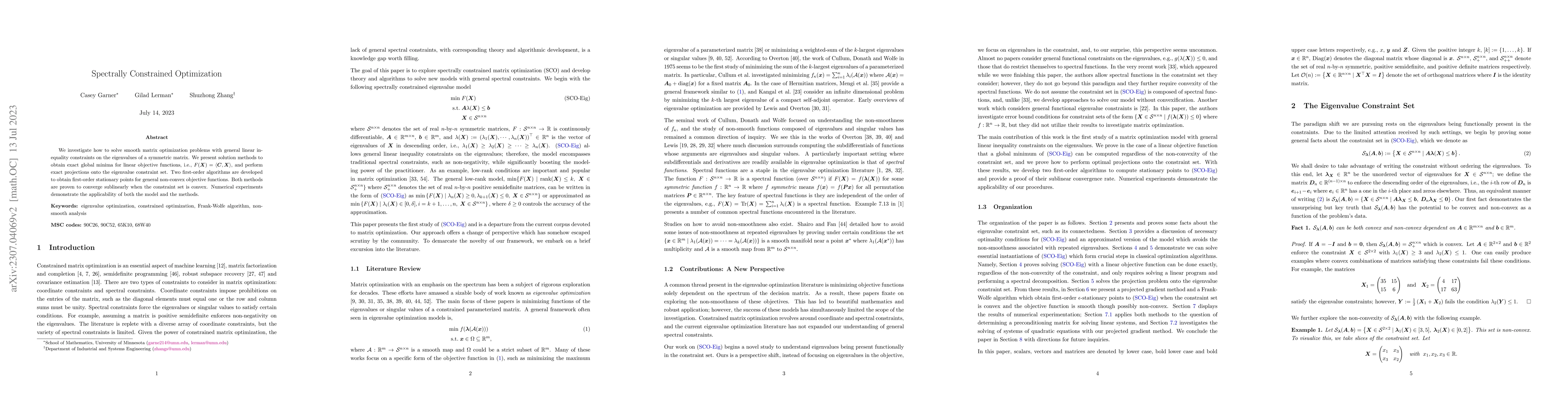 Thumbnail for Spectrally Constrained Optimization