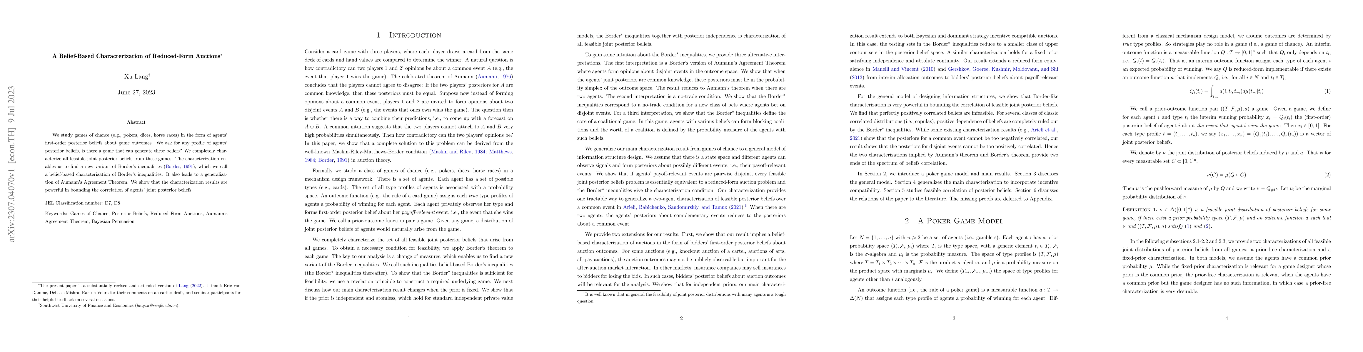 Thumbnail for A Belief-Based Characterization of Reduced-Form Auctions