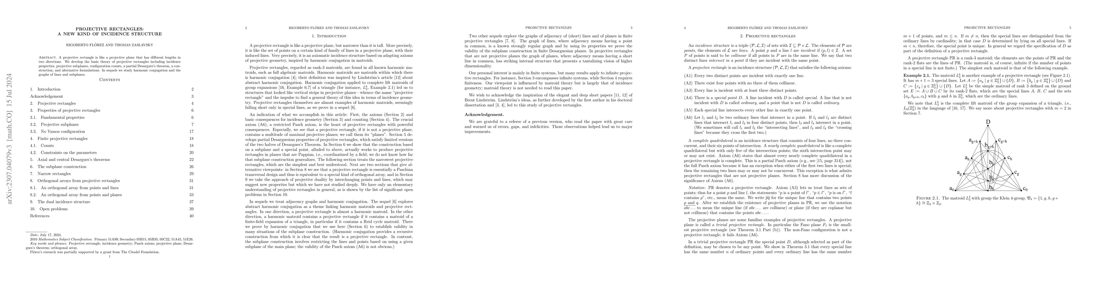 Thumbnail for Projective Rectangles: A New Kind of Incidence Structure