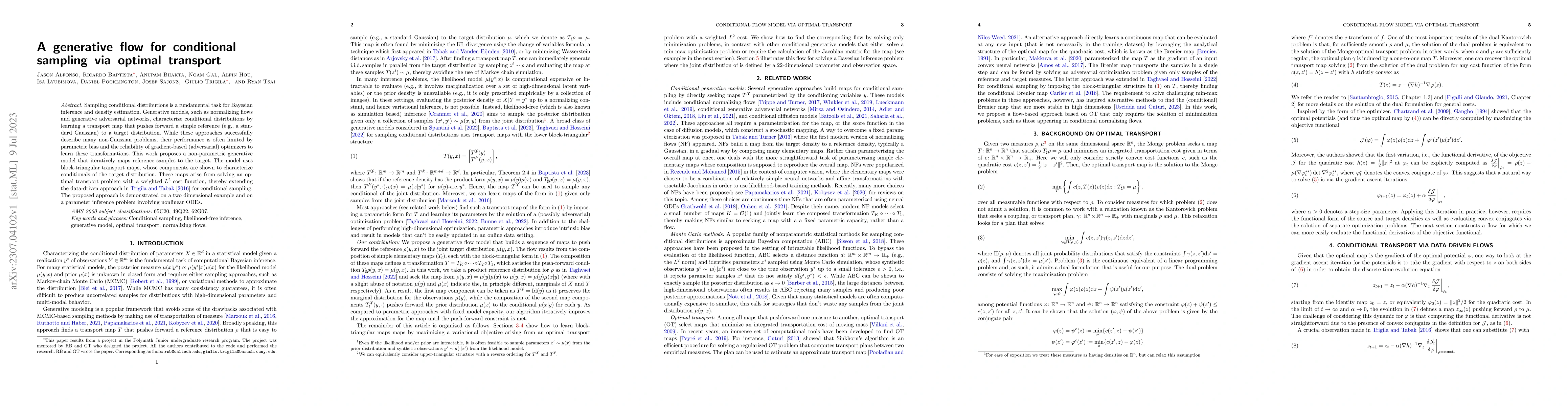 Thumbnail for A generative flow for conditional sampling via optimal transport
