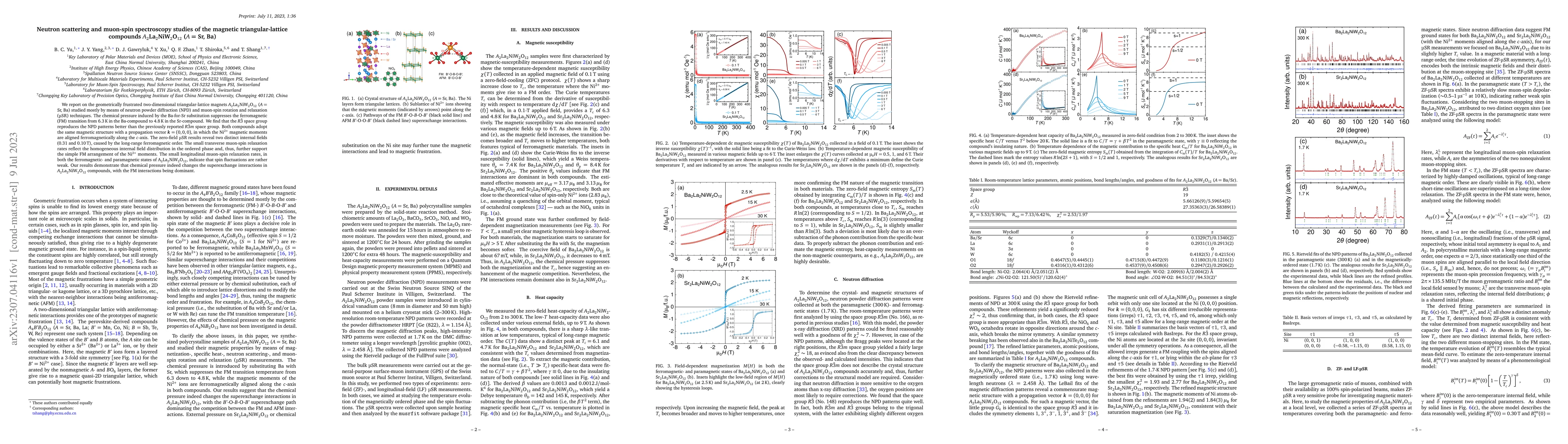 Thumbnail for Neutron scattering and muon-spin spectroscopy studies of the magnetic
  triangular-lattice compounds $A_2$La$_2$NiW$_2$O$_{12}$ ($A$ = Sr, Ba)
