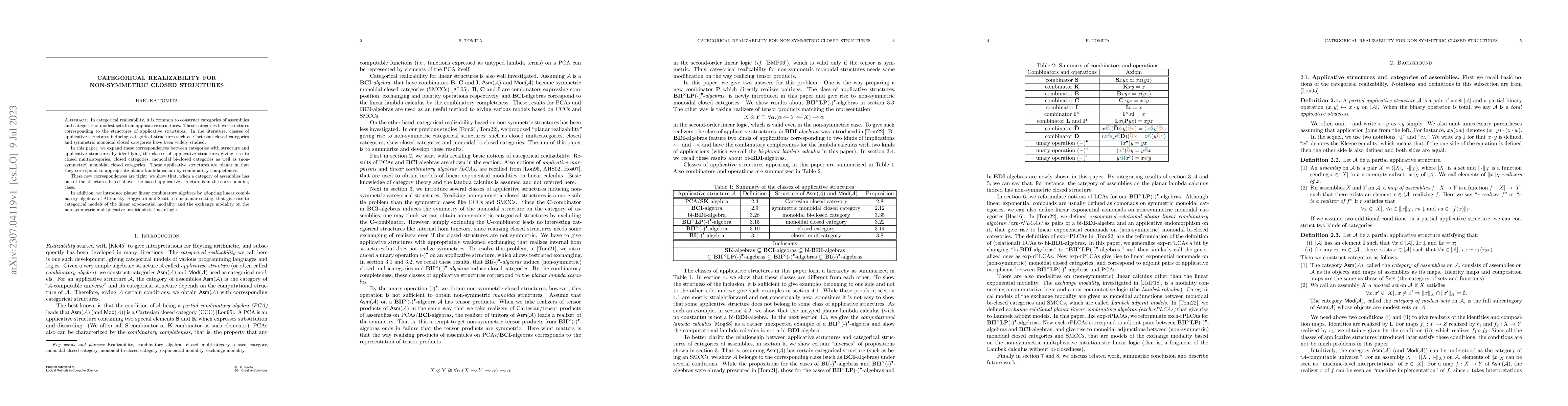 Thumbnail for Categorical Realizability for Non-symmetric Closed Structures