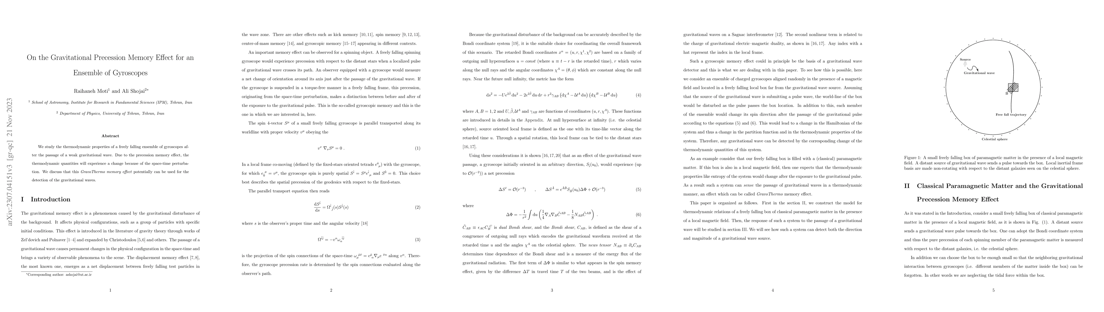 Thumbnail for On the Gravitational Precession Memory Effect for an Ensemble of
  Gyroscopes