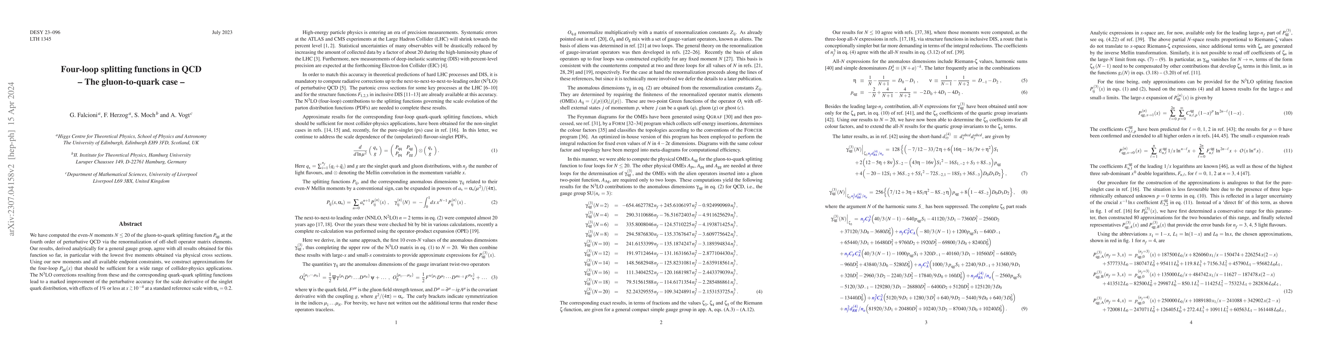 Thumbnail for Four-loop splitting functions in QCD -- The gluon-to-quark case