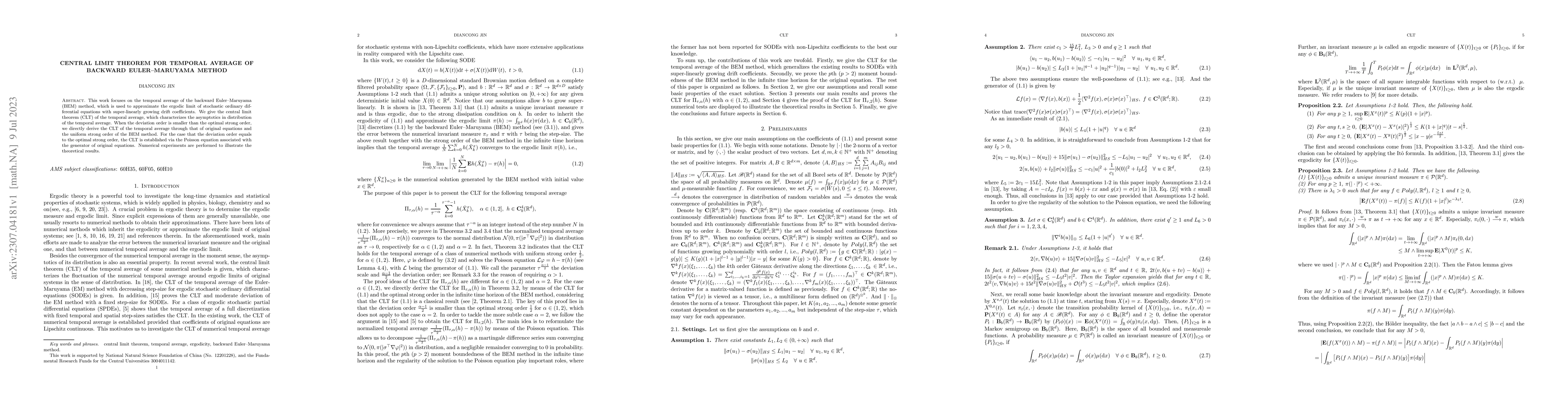Thumbnail for Central limit theorem for temporal average of backward Euler--Maruyama
  method