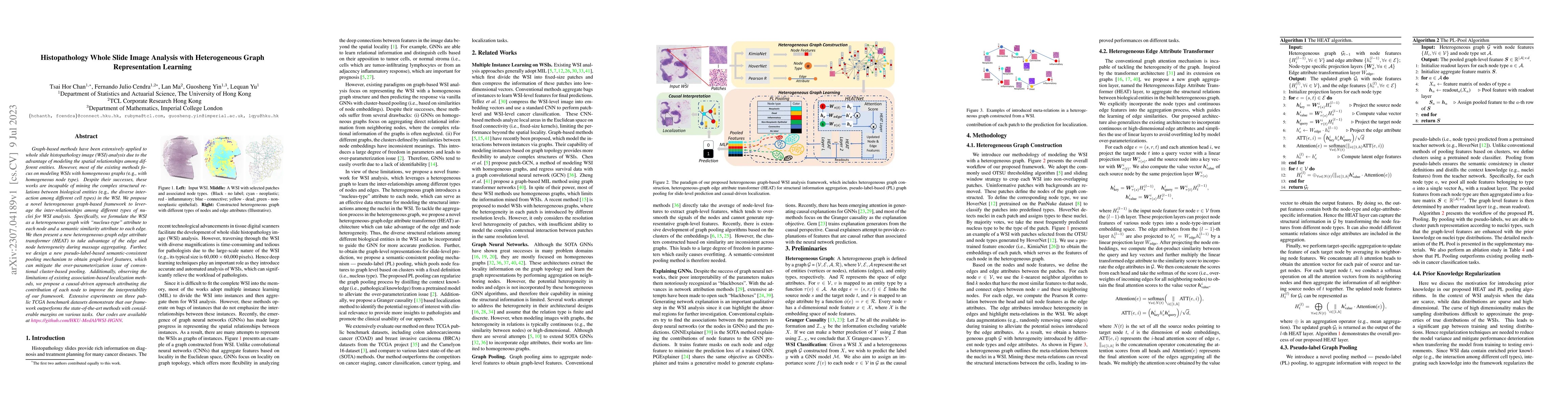 Thumbnail for Histopathology Whole Slide Image Analysis with Heterogeneous Graph
  Representation Learning