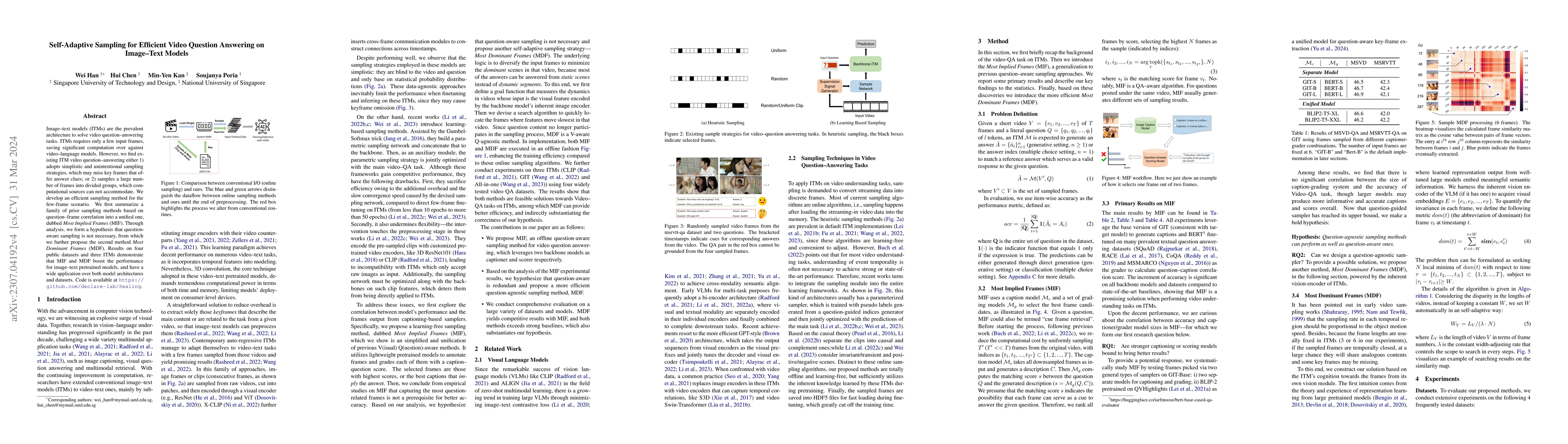 Thumbnail for Self-Adaptive Sampling for Efficient Video Question-Answering on
  Image--Text Models