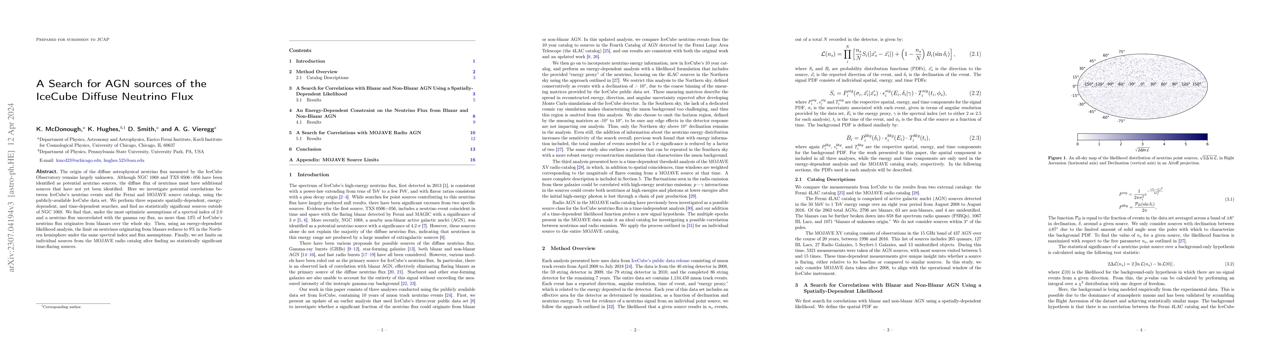 Thumbnail for A Search for AGN sources of the IceCube Diffuse Neutrino Flux