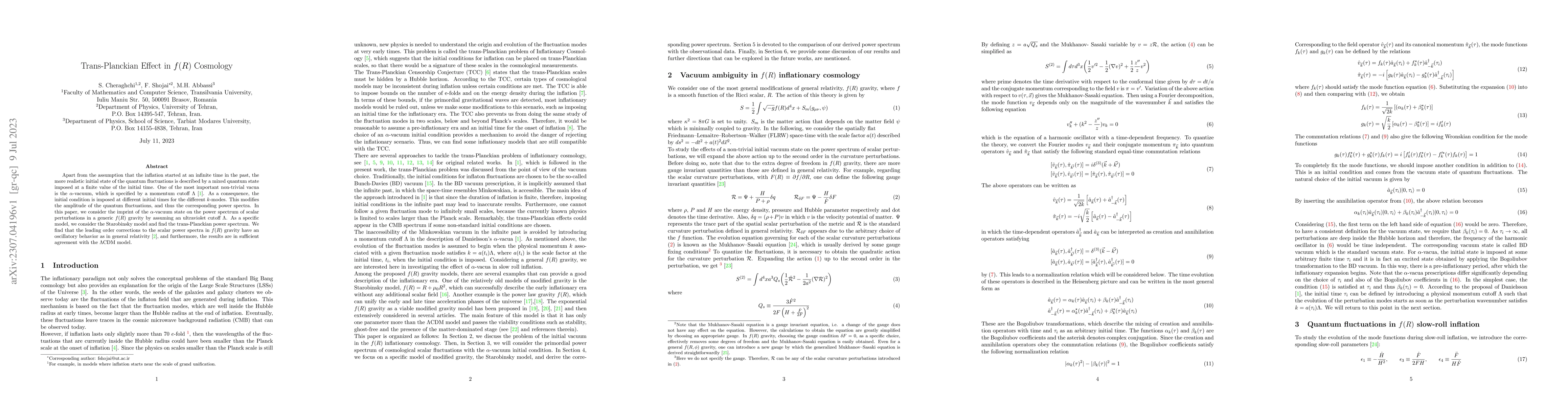 Thumbnail for Trans-Planckian Effect in $f(R)$ Cosmology