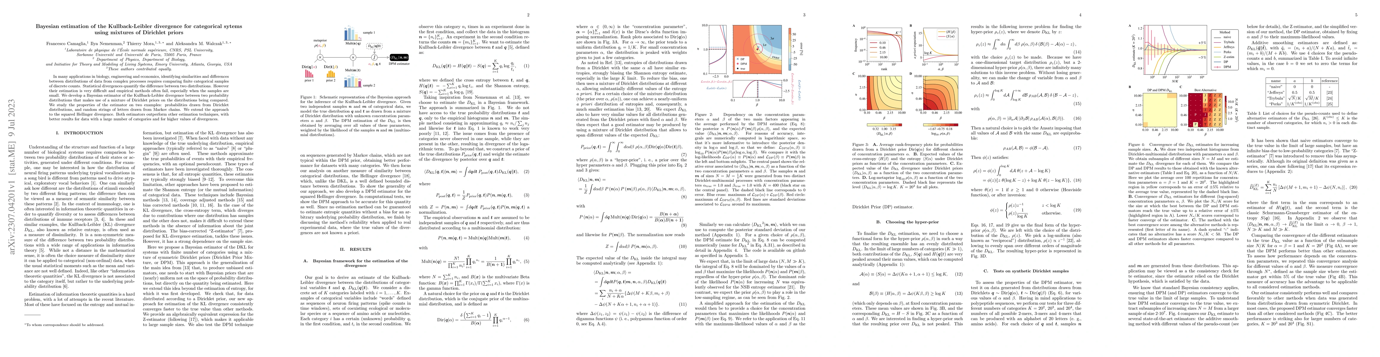 Thumbnail for Bayesian estimation of the Kullback-Leibler divergence for categorical
  sytems using mixtures of Dirichlet priors